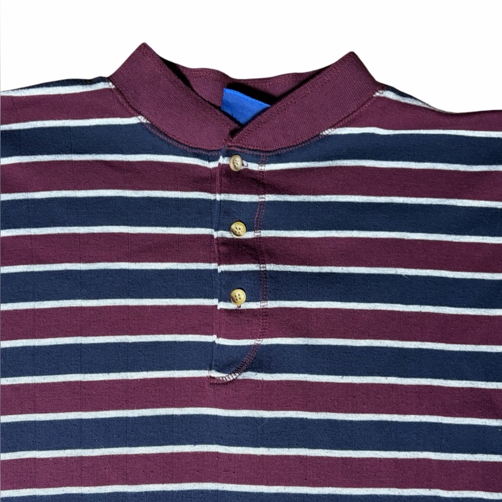 Striped Henley Long Sleeve Shirt - Purple & Blue - Picture 5 of 9